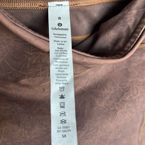 Lululemon Fast and Free Tight II 25" Ice Dye Size 8 Ice Wash Brown Earth Pockets - Picture 12 of 16